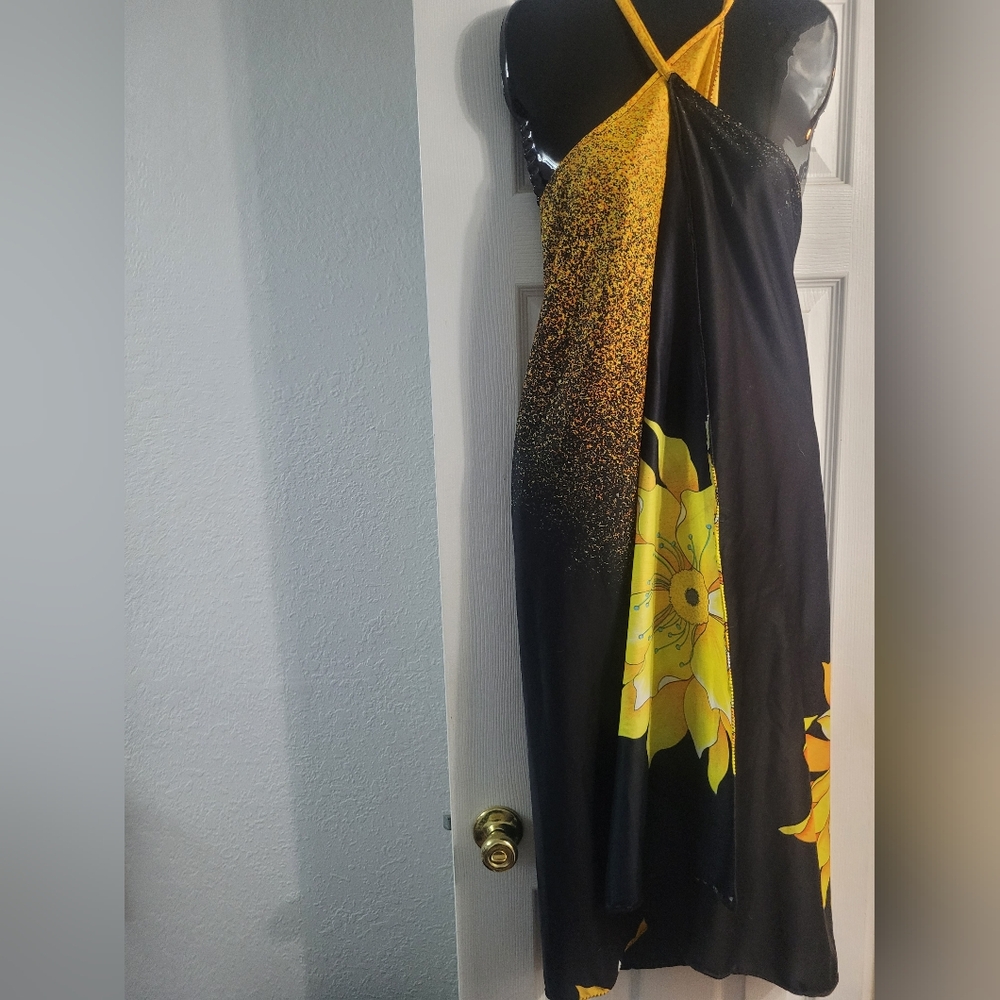 Black and Yellow Floral Coverup Dress